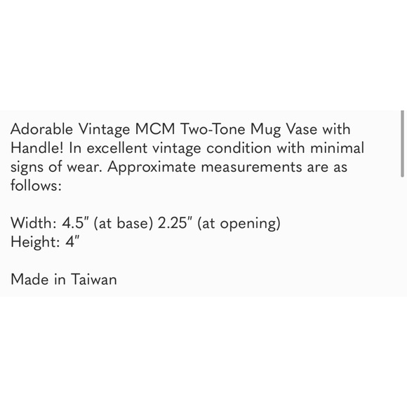 Vintage MCM Two-Tone Mug Vase with Handle Decor - Picture 5 of 5